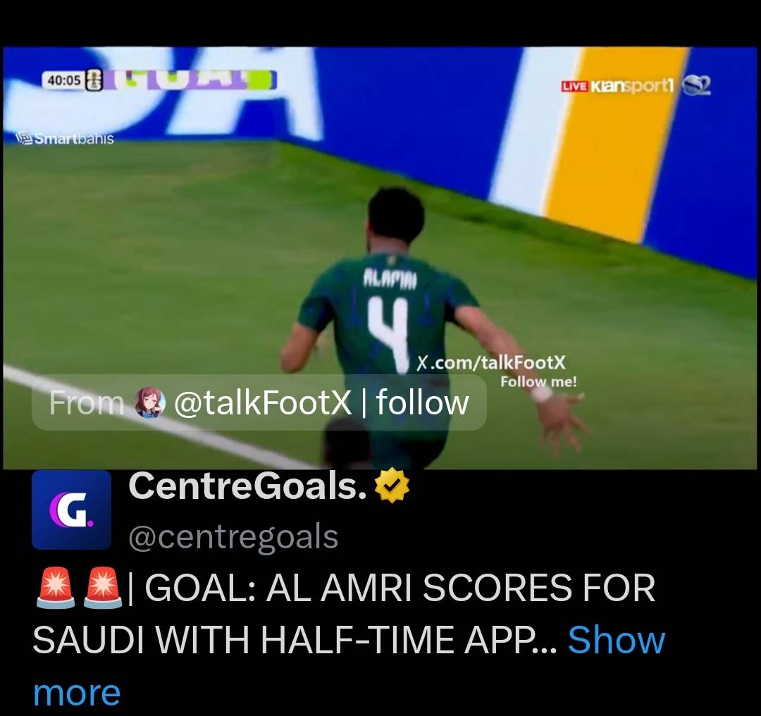๐จ๐จ| GOAL: AL AMRI SCORES FOR SAUDI WITH HALF-TIME APPROACHING!!!
Saudi Arabia 1-0 Uruguay