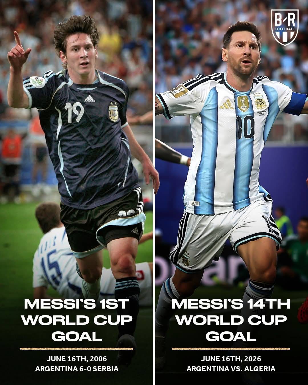 Exactly 20 years since his first World Cup goal, Leo Messi adds another to his collection ๐