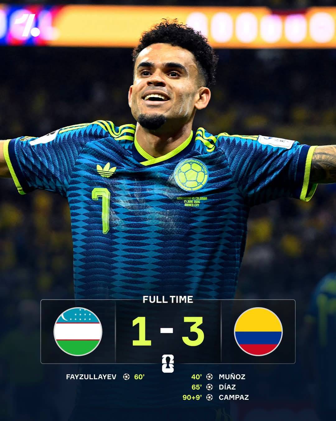 Colombia go top of Group K after securing all three points in their World Cup opener vs Uzbekistan ๐จ...