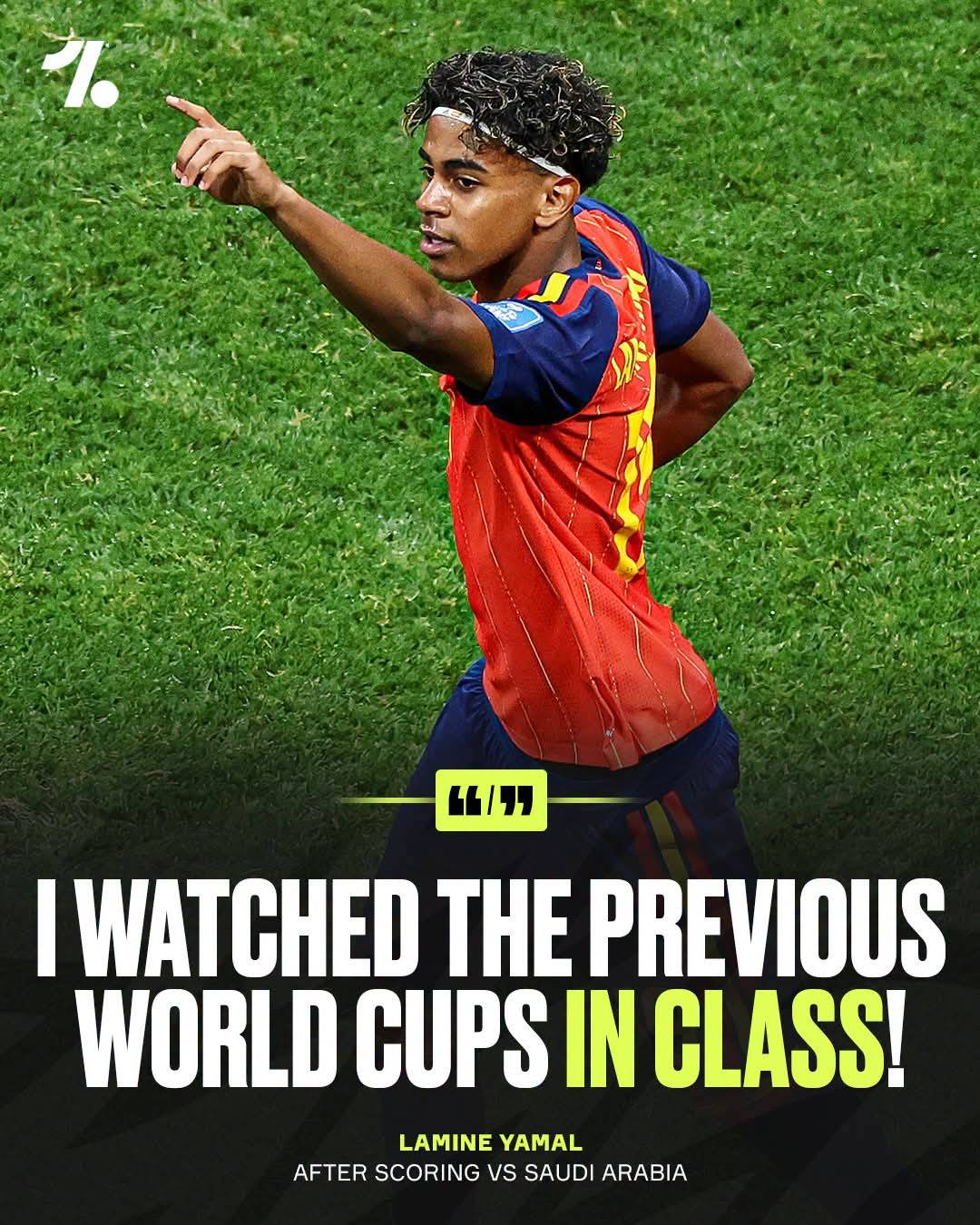 Lamine Yamal couldn't help but remind everyone that he watched the previous World Cup from the comfo...