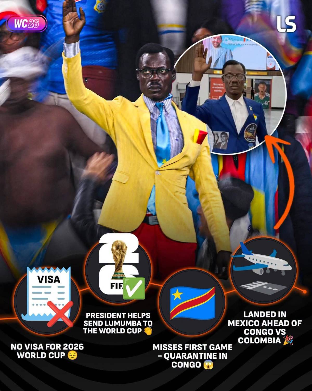 The iconic DR Congo fan ‘Lumumba Vea’ has touched down in Mexico 🇨🇩🌎
Ever since becoming one of AF...