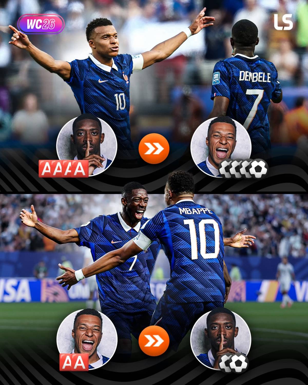 Mbappé and Dembélé break the World Cup record for the most goal combinations between two players 🔥...