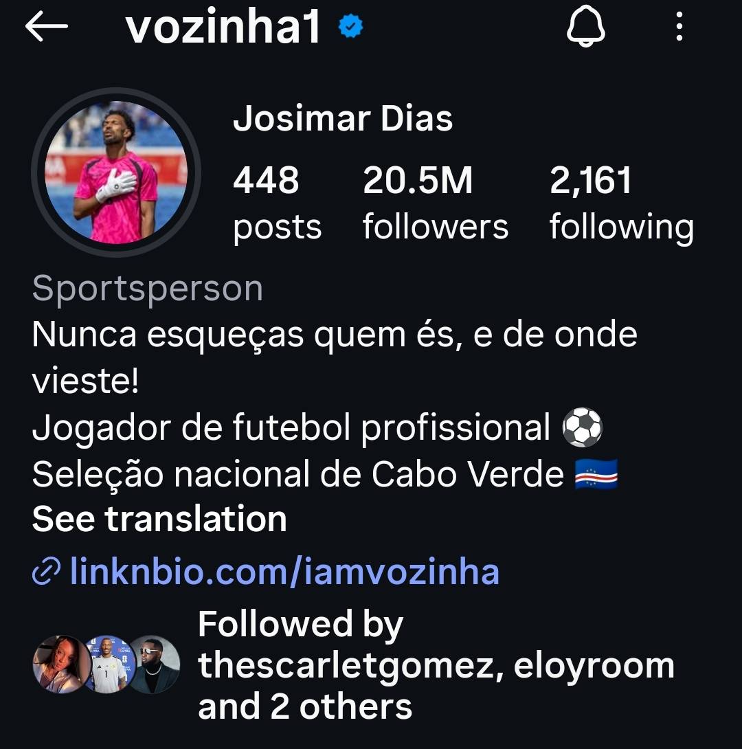 Cape Verde Goal Keeper Instagram Followers from 500K before the FIFA World Cup to 20.5M just after...