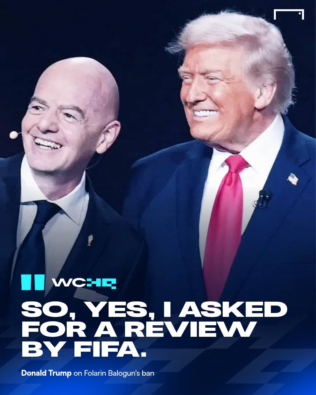 Donald Trump confirmed that he asked FIFA President Gianni Infantino to review Folarin Balogun's red...