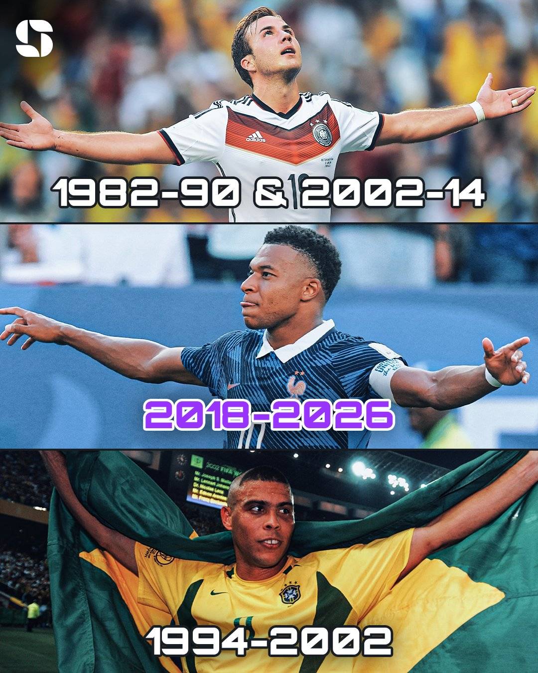 Only three sides have reached the semi-finals in three consecutive World Cup appearances:
β Germany...