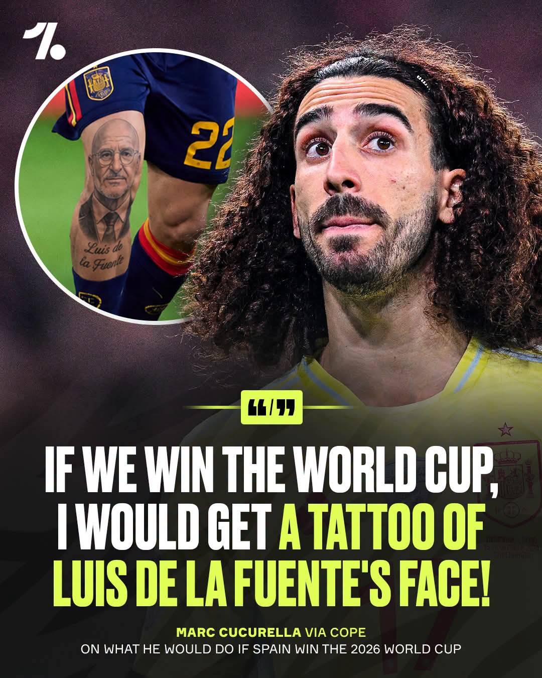 A reminder that Marc Cucurella promised to get a tattoo of Spain boss Luis de la Fuente if his team...