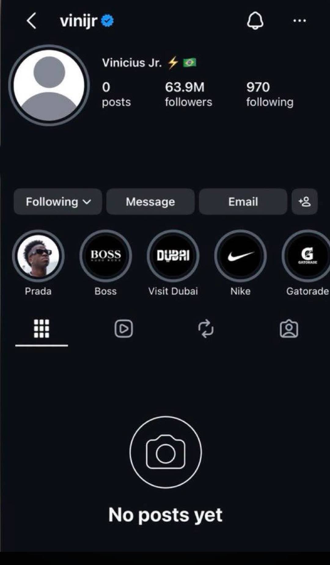 ๐ง๐ท๐จ ๐๐๐๐๐๐๐๐: Vinicius Jr REMOVED ALL posts and his profile picture from IG.