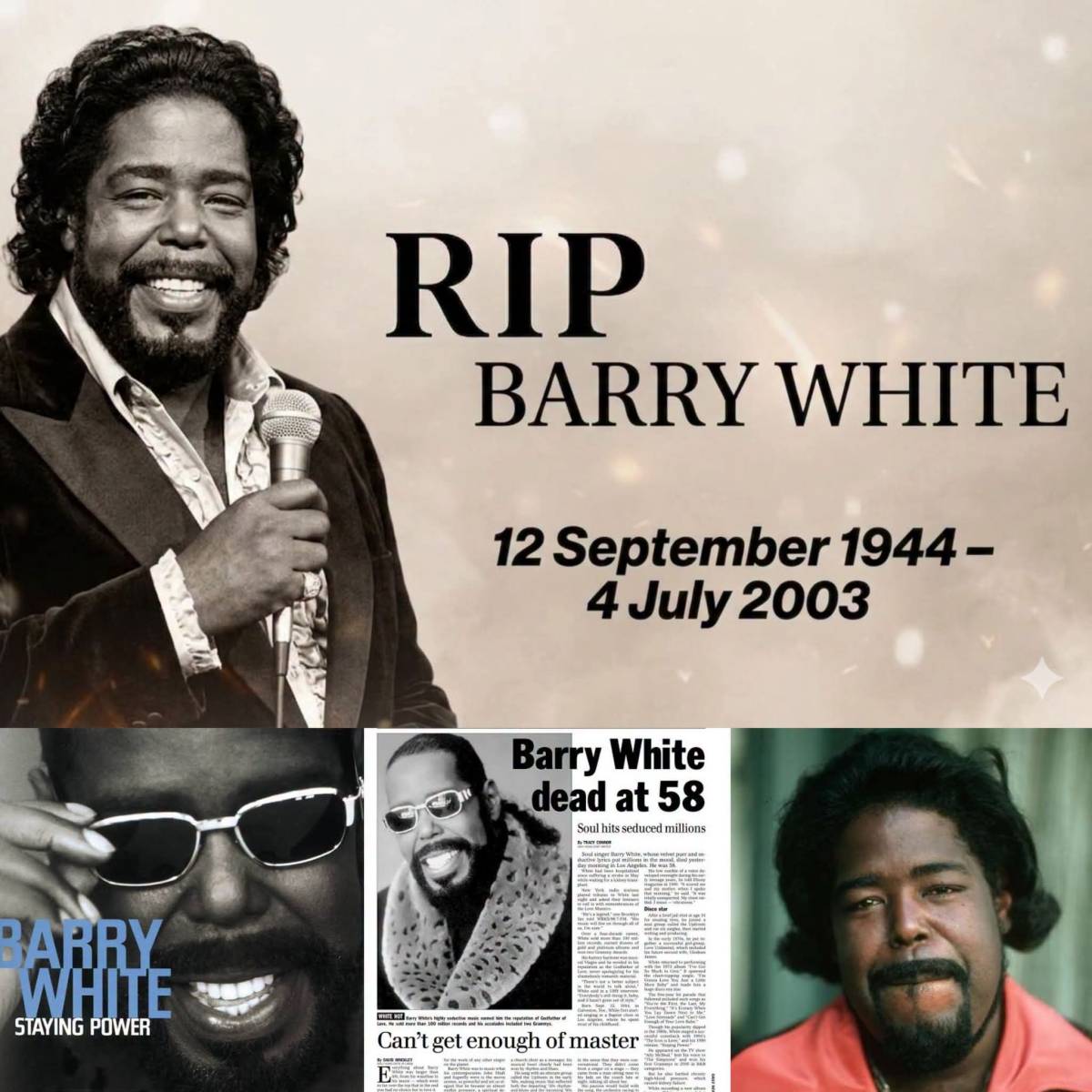 On July 4, 2003, soul maestro Barry White passed away at Cedars-Sinai Medical Center in Los Angeles...