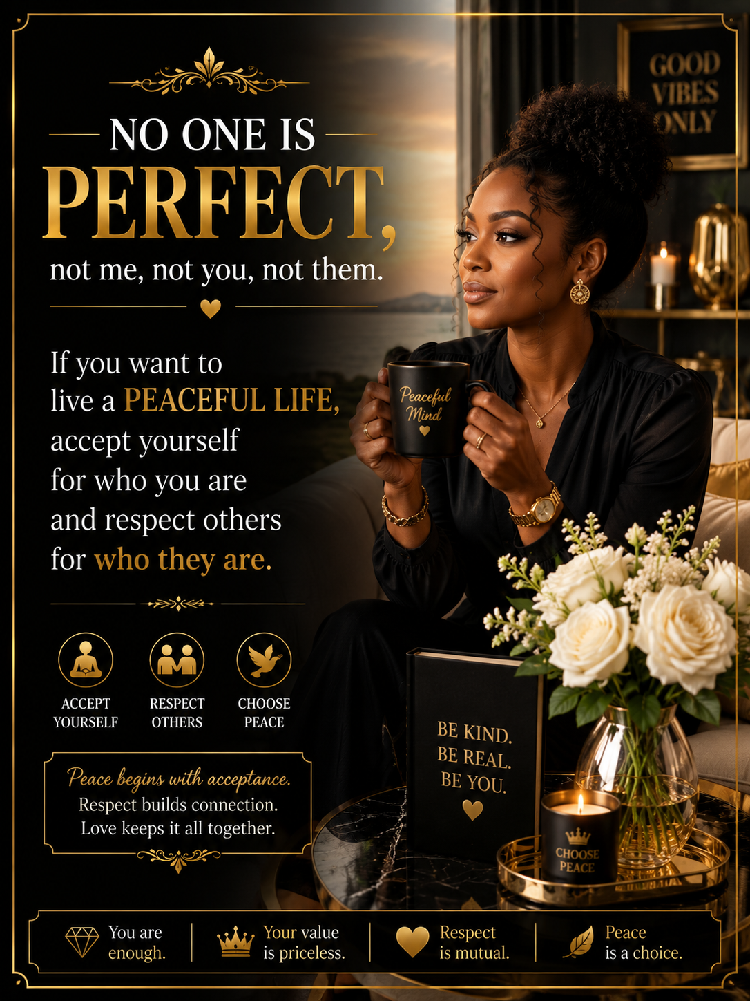 ✨👑 PEACE BEGINS WITH ACCEPTANCE. 👑✨
No one is perfect—not me, not you, not anyone.
The day you...