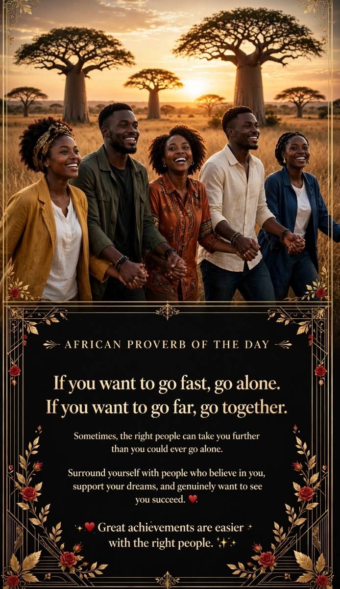 ππ€ AFRICAN PROVERB OF THE DAY
βIf you want to go fast, go alone. If you want to go far, go togeth...