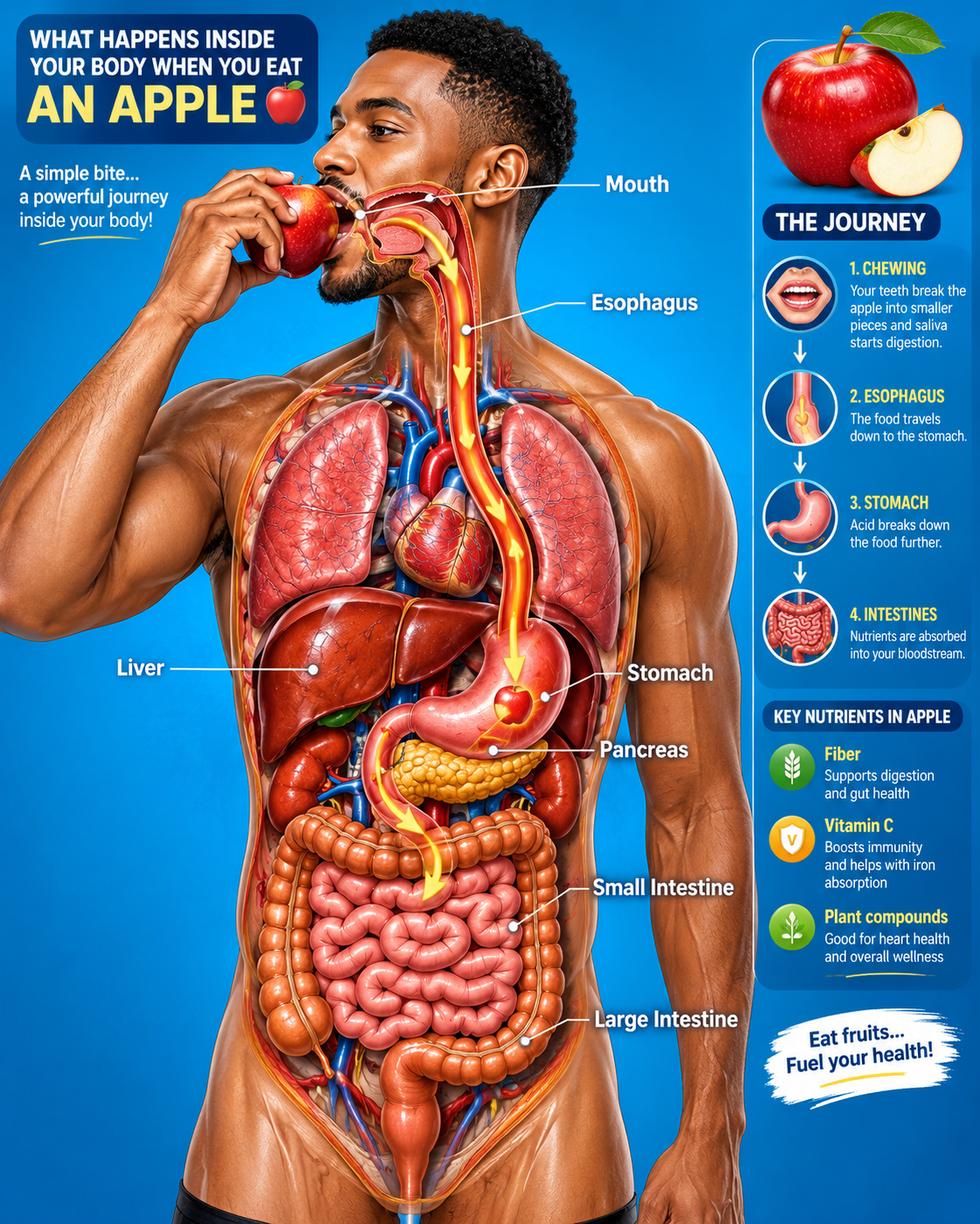 π WHAT HAPPENS INSIDE YOUR BODY WHEN YOU EAT AN APPLE?
That simple bite of apple starts an amazing...