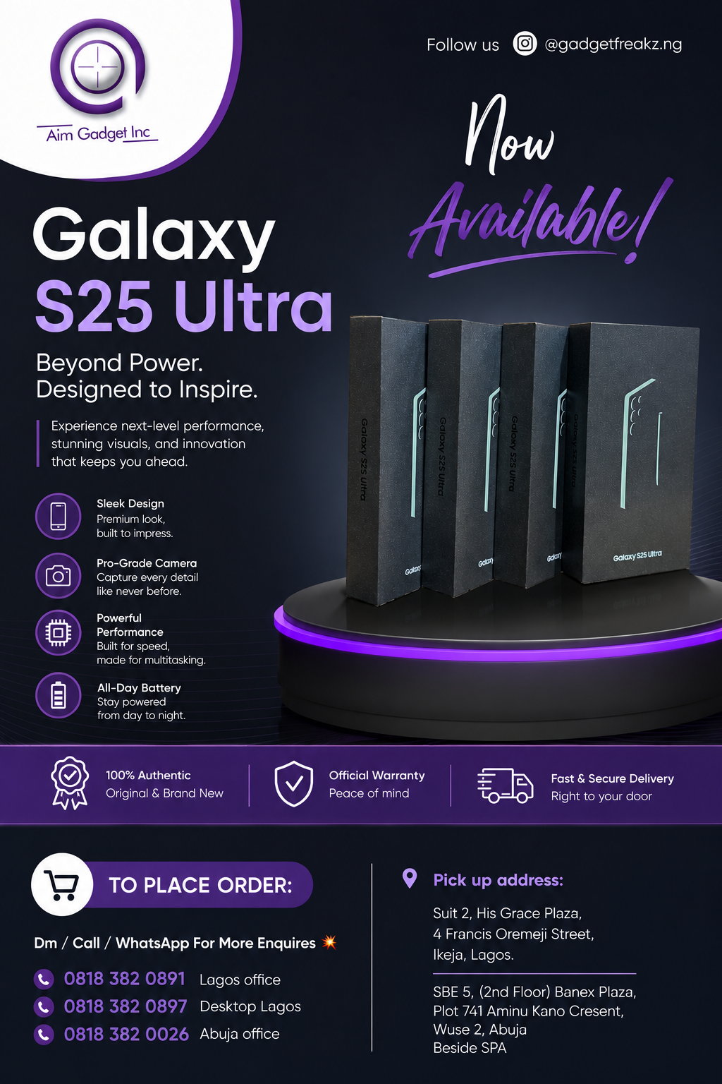 Brand new Samsung S25 ultra UNLOCK πΊπΈ 256GB - *1,450,000*
Brand new Samsung S25 ultra UNLOCK πΊπΈ 512...