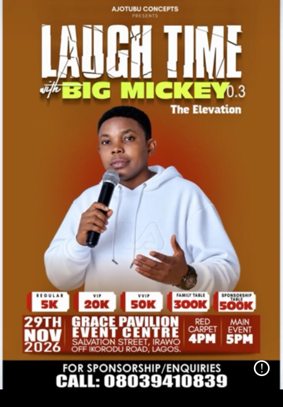 Laugh Time with Big Mickey 3.0
Tickets are still available Dm me
#LekeeLekee #Trending #Viral