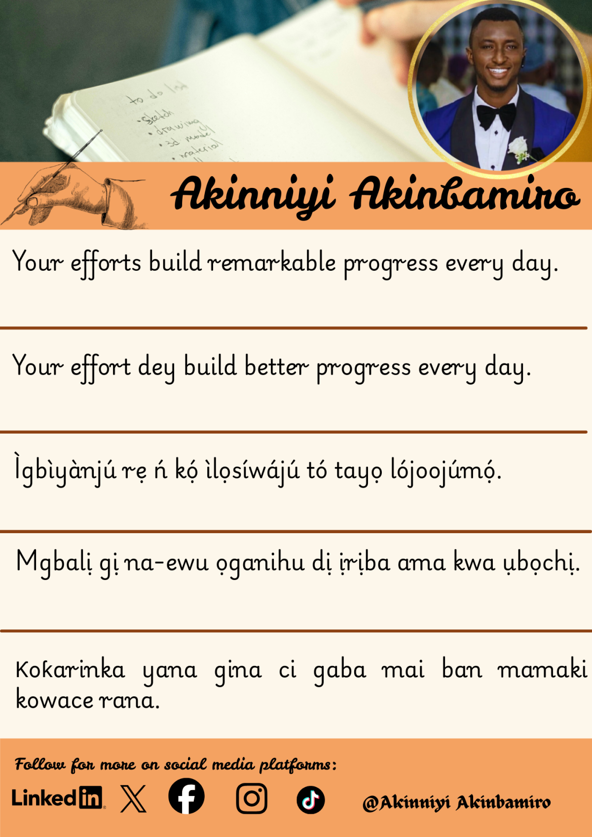 Your efforts build remarkable progress every day. 

#Humanlife