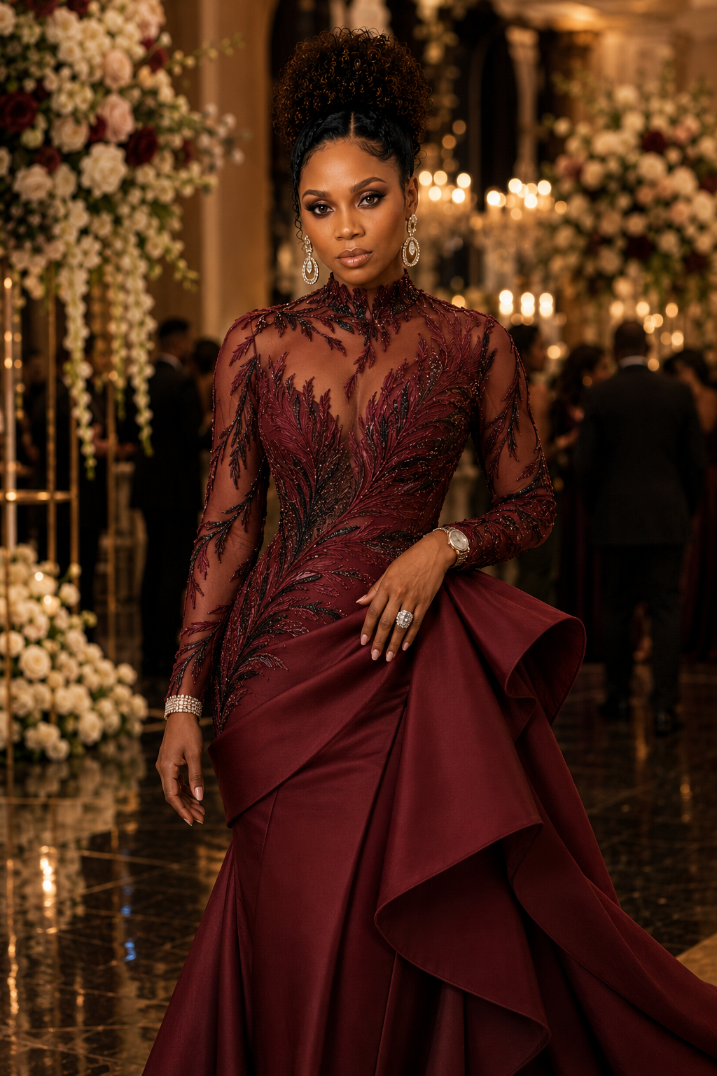 The kind of gown that makes people pause mid-conversation.
Not because she asked for attention.
Be...