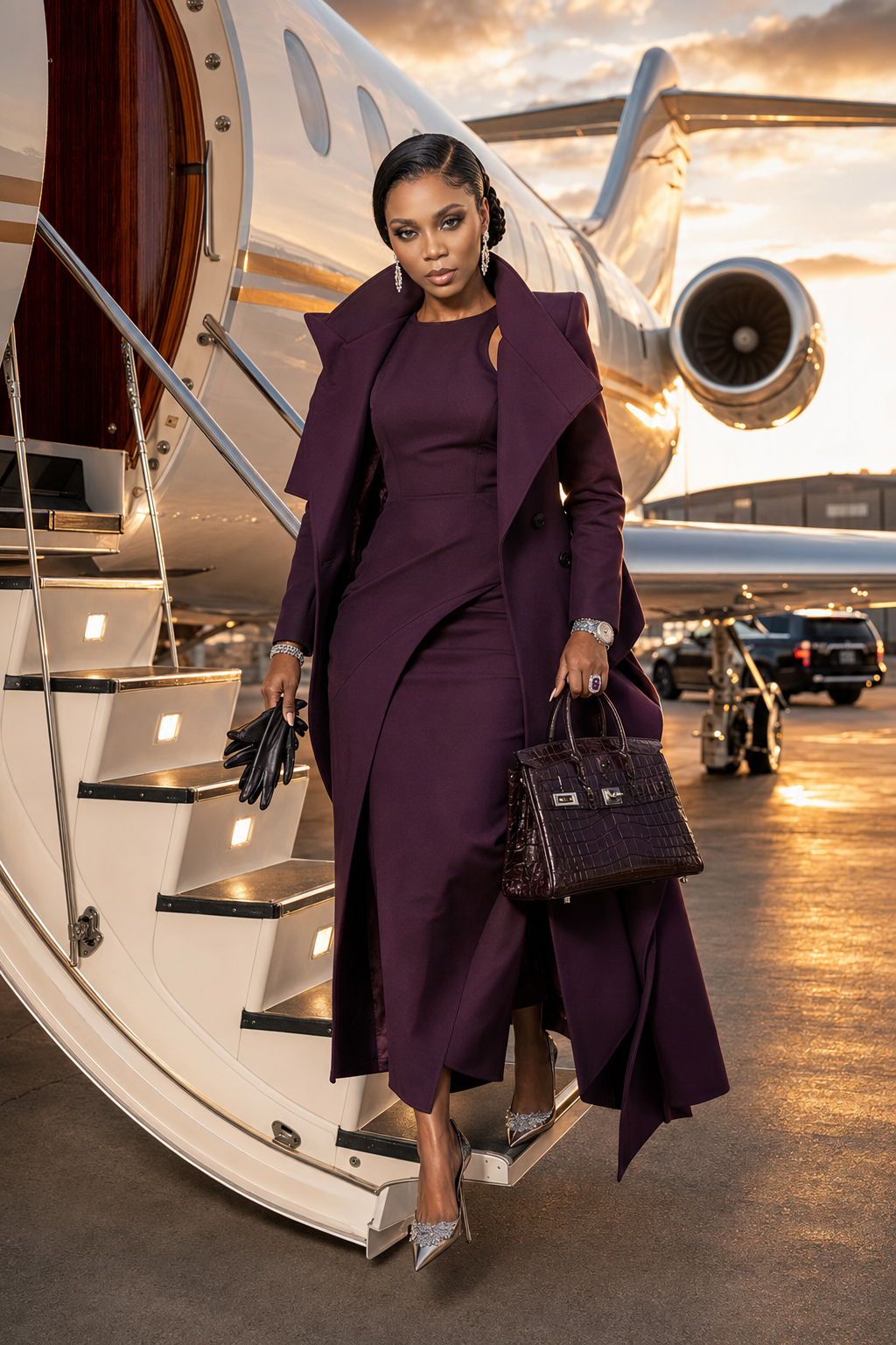 Luxury Private Jet Fashion Editorial | Powerful African Woman in Designer Couture