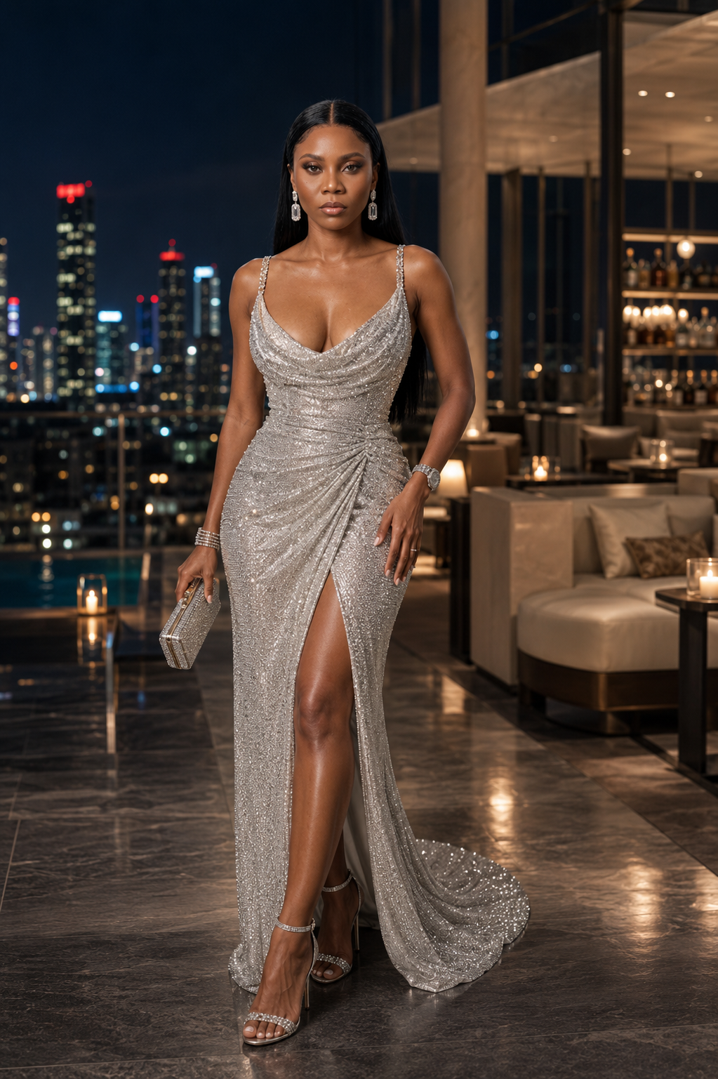 Silver Luxury Evening Dress | Modern Fashion Editorial Inspiration