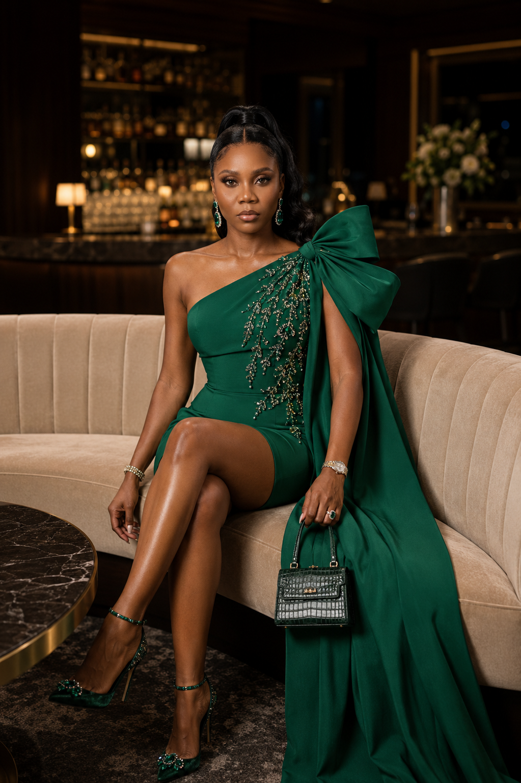 Emerald Luxury Party Dress | Chic Editorial Fashion