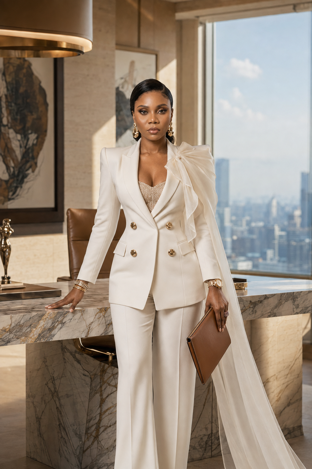 Oyster White Power Suit | Luxury Executive Fashion Inspiration
