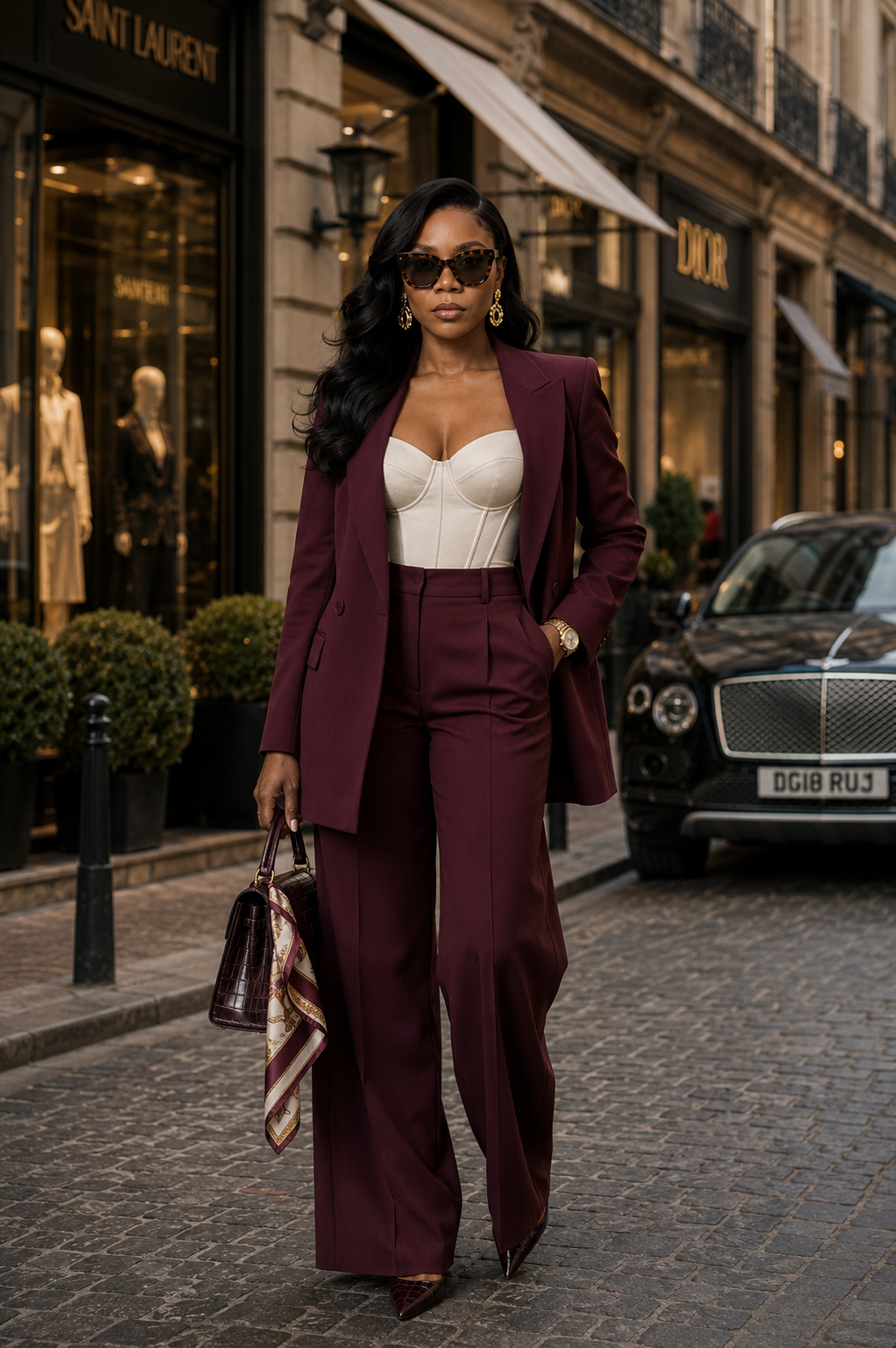 Bordeaux Luxury Fashion | Chic Editorial Street Style