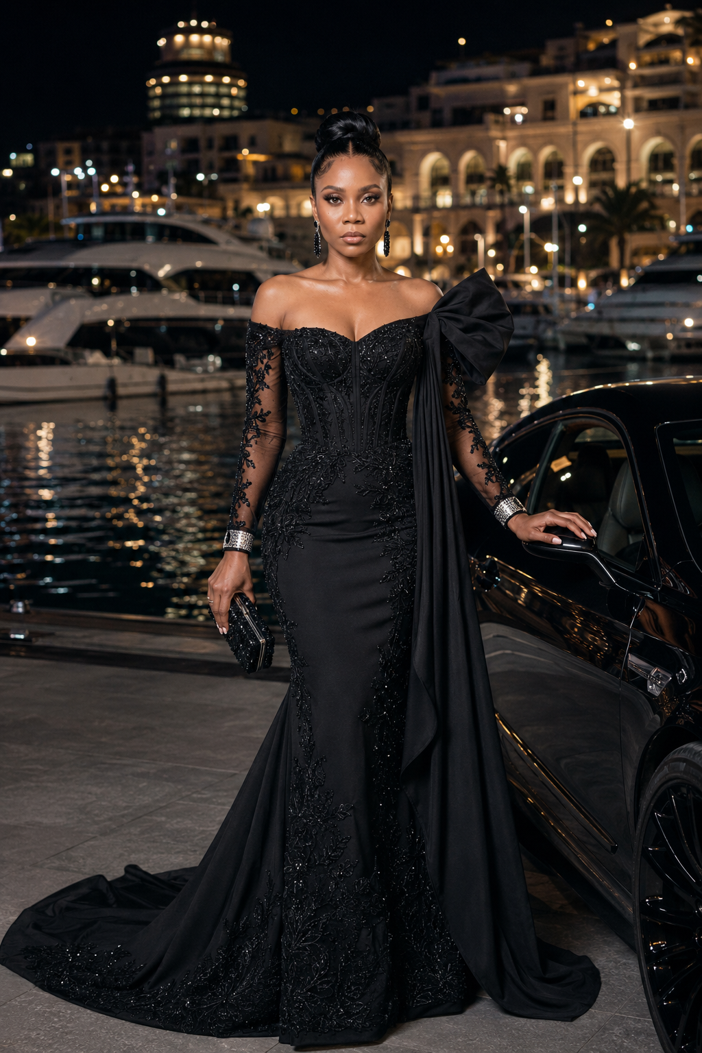 Black Luxury Evening Editorial | Monaco Glamour Inspiration