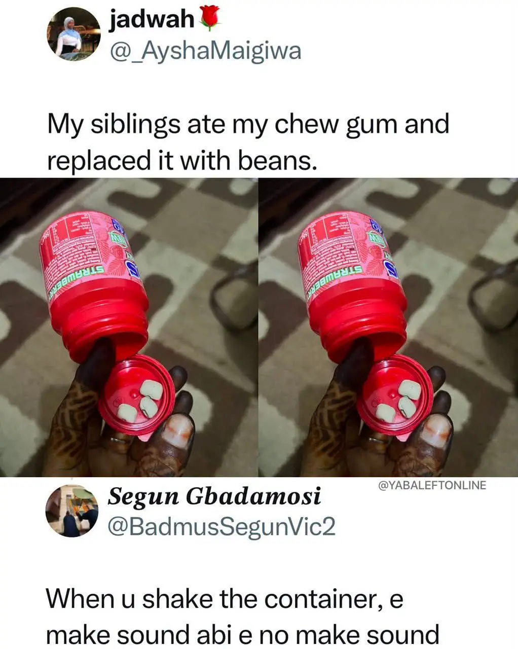 The gum is gone. The beans have taken over😭😂