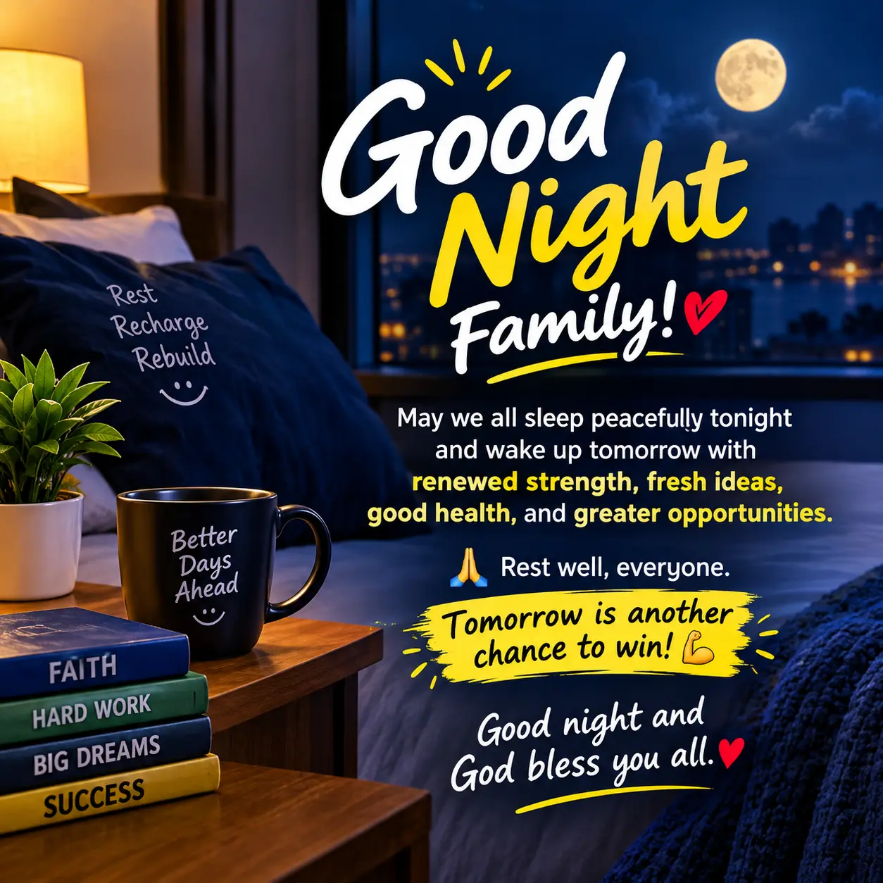 Good night, my amazing family โค๏ธ๐
May we all have a peaceful night, wake up refreshed, and receive...