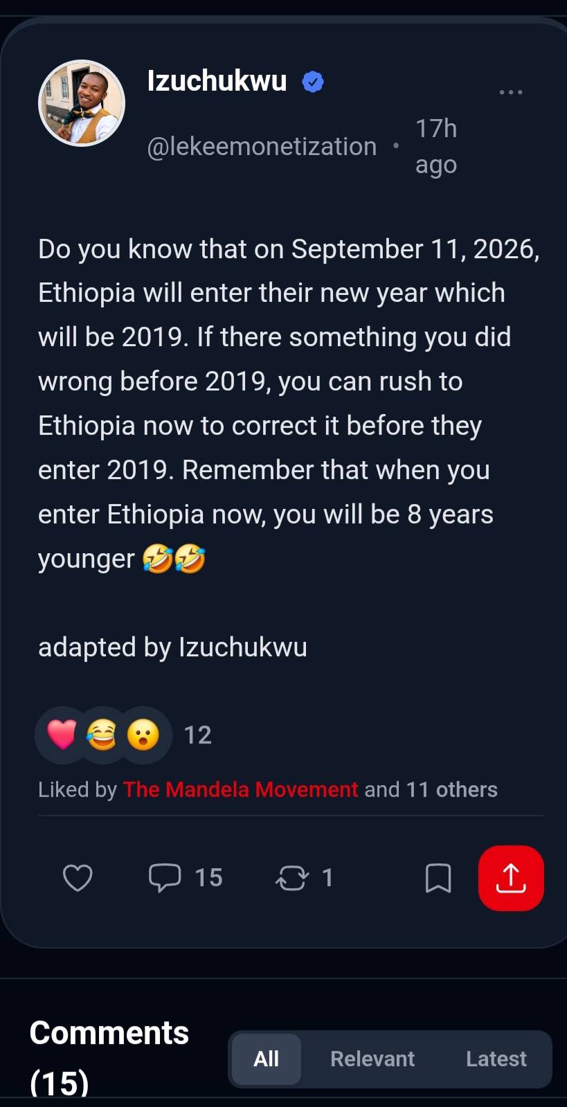 YES, IT IS THE YEAR 2083 IN NEPAL!
When Izuchukwu ( @lekeemonetization ) shared the post in the ins...