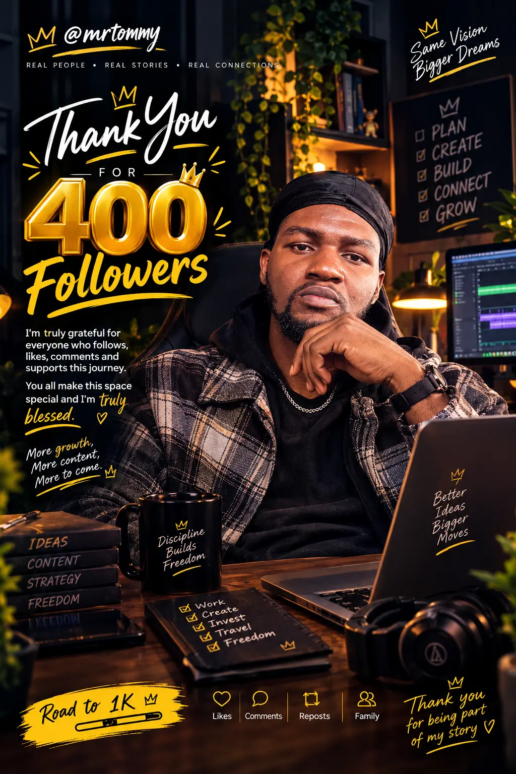Thank You for 400! 😎🫡
Truly grateful doesn’t even cover it. 400 of you showing up, liking, commen...