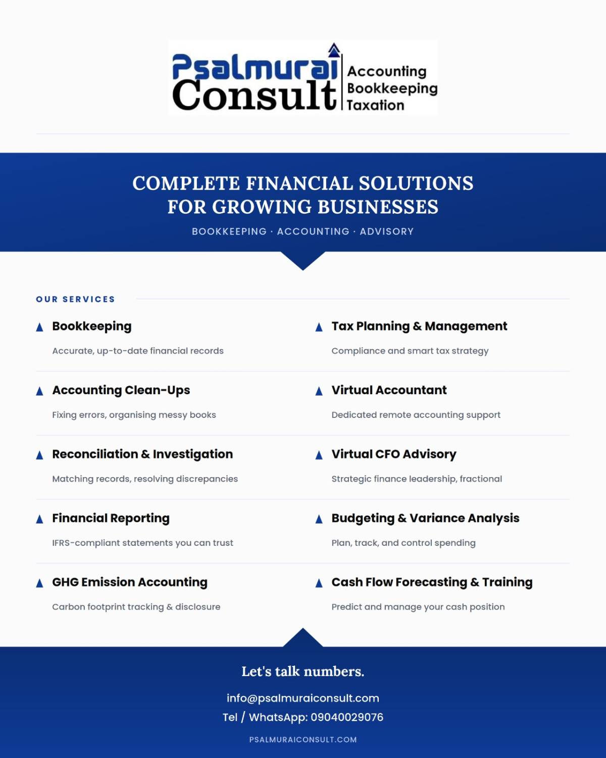 If you need accounting, tax, and finance services, kindly reach out to us.
WhatsApp: 09040029076
E...