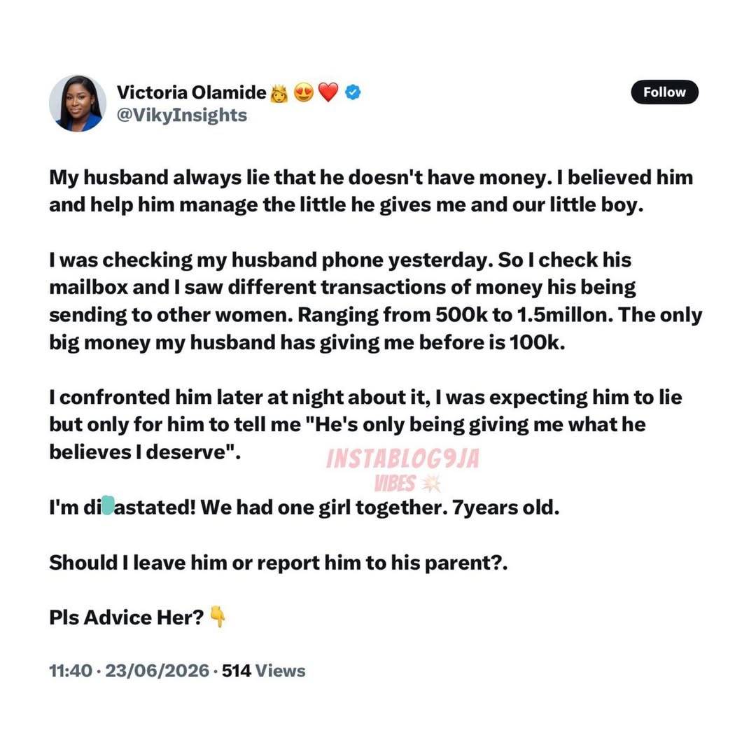 Woman Seeks Advice After Discovering Husband Sent Millions To Other Women While Claiming He Had No M...