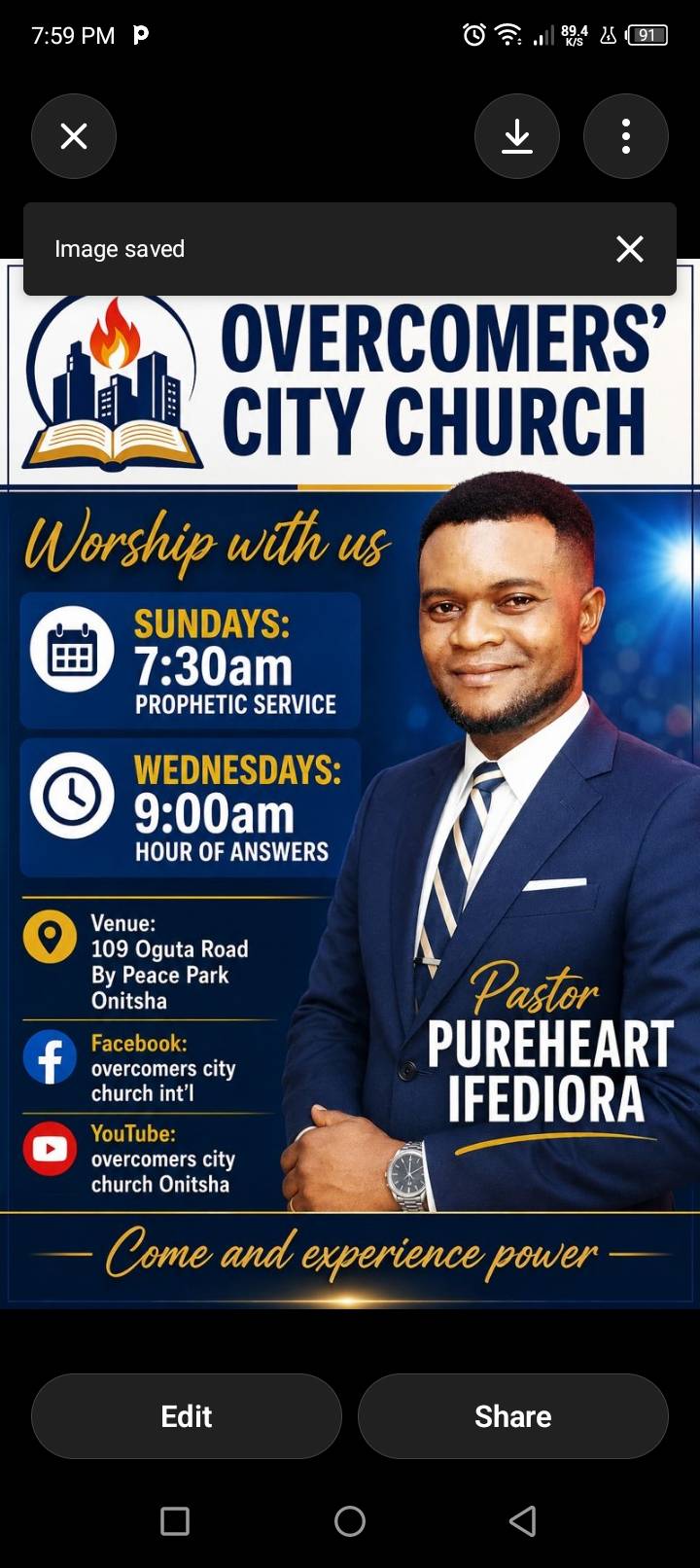 Join us every Sunday and Wednesday for a powerful service 🔥