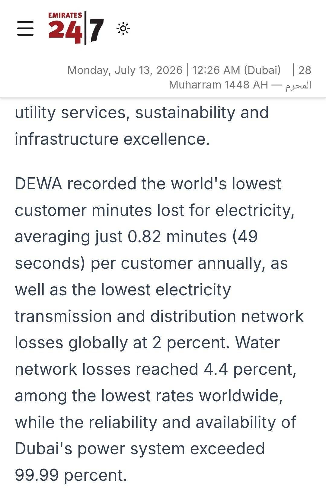 LOOK AT THE NUMBERS:
0.82 minutes of electricity interruption per customer per year means the avera...