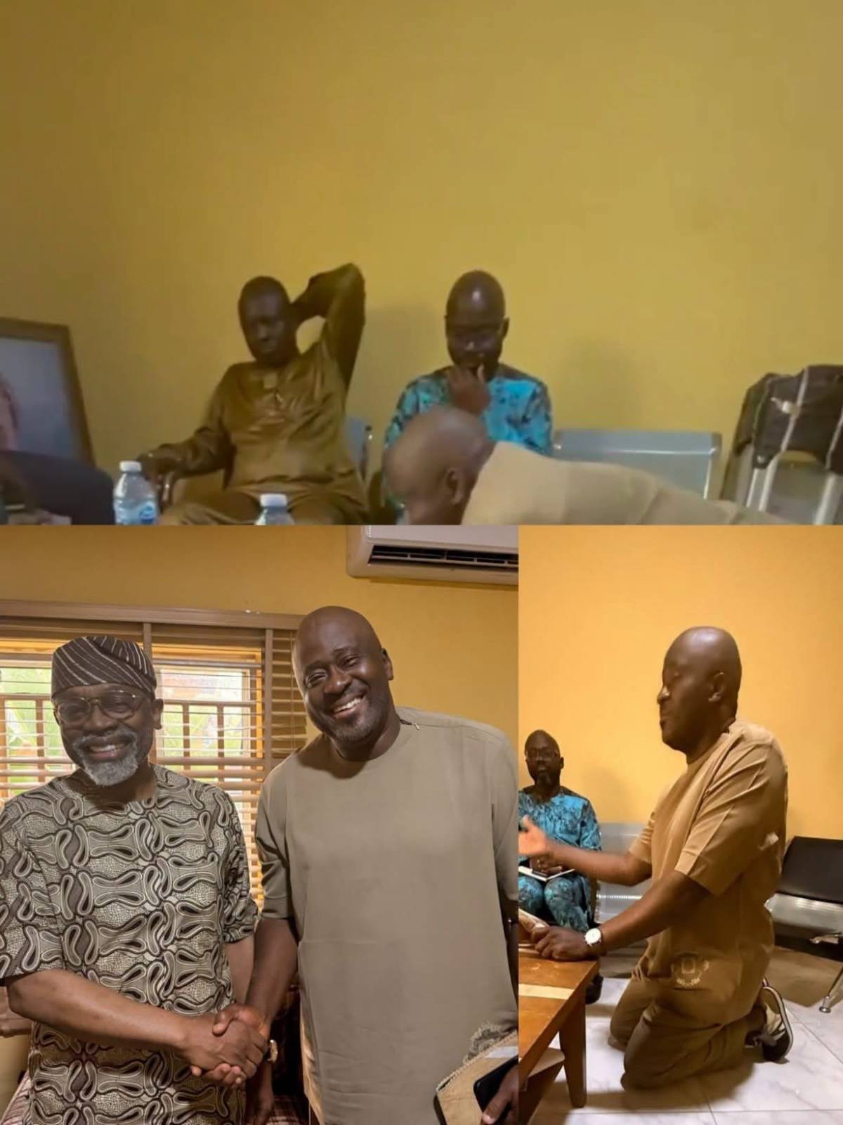Desmond Elliot kneels, when it was as if the kneeling wasn't enough, he prostrates to beg Tinubu's C...