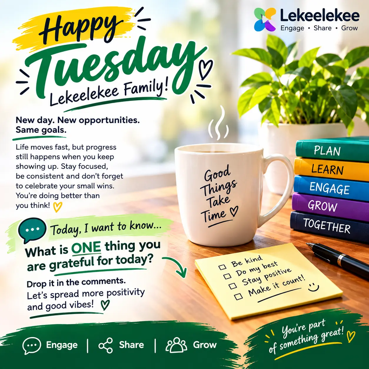 π HAPPY TUESDAY , LEKEELEKEE FAMILY! ππ
New day. Fresh energy. Same goals. πͺπ½
No matter how b...