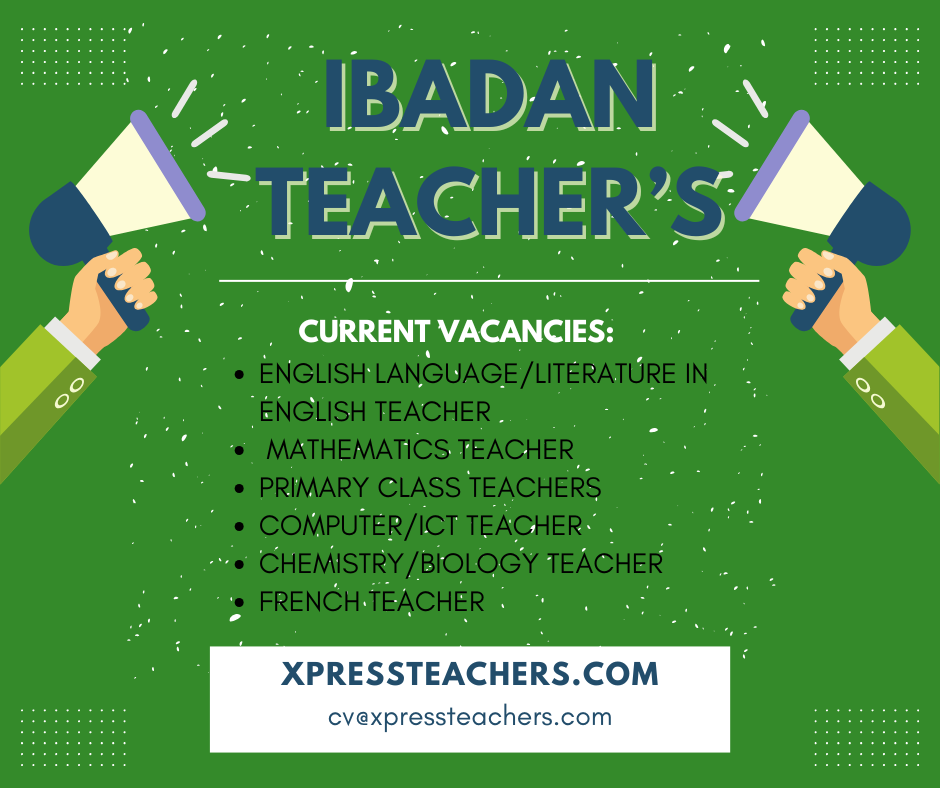 A SCHOOL IN IBADAN OYO STATE IS RECRUITING FOR THE FOLLOWING POSITIONS:
ENGLISH LANG & LIT TEACHER
M...