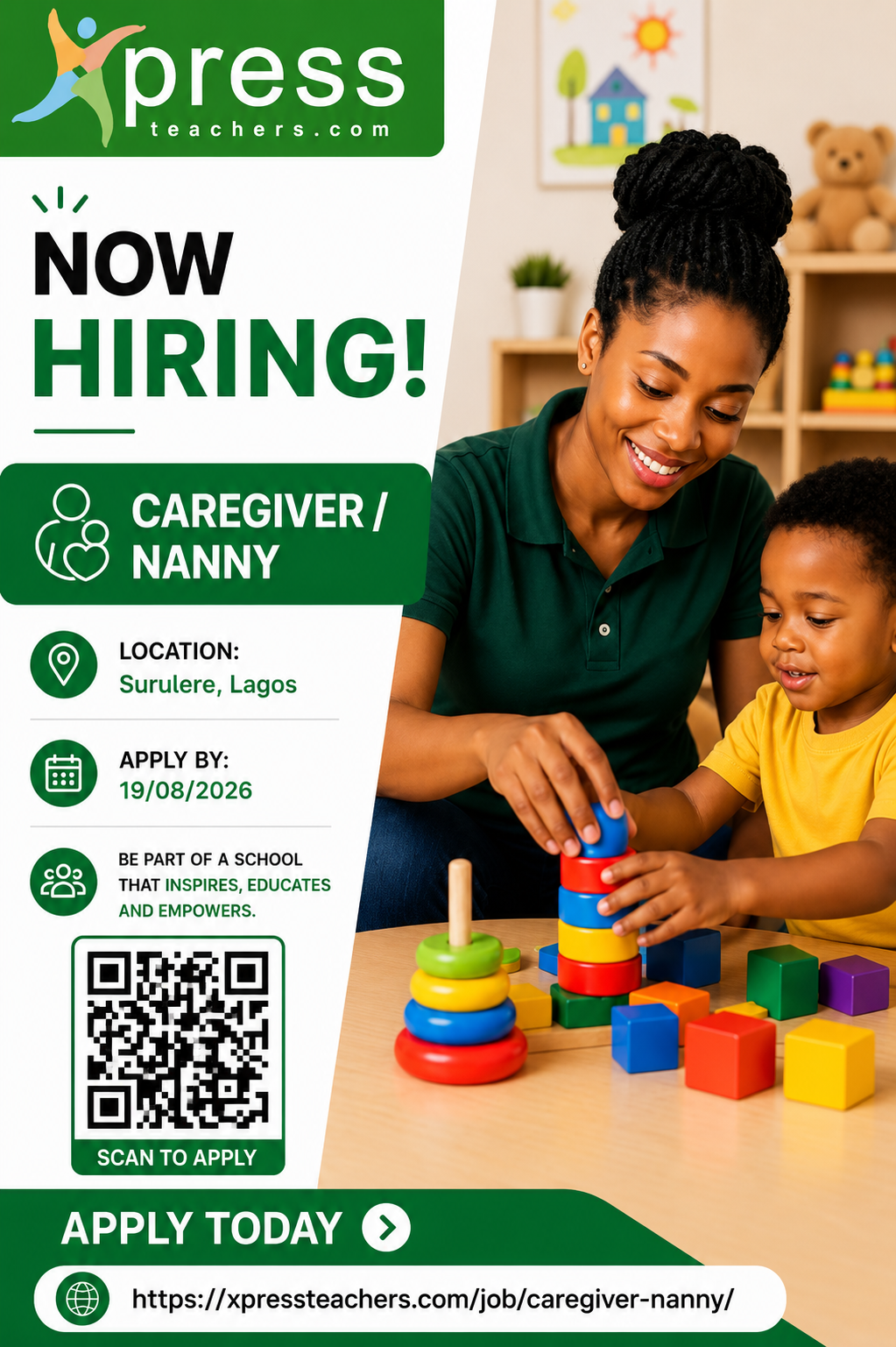 š¶ā¤ļø Make a difference in a child's life!
We're hiring a Caregiver/Nanny in Surulere, Lagos. If you'...