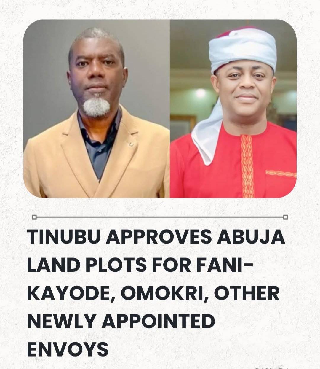 Tinubu Approves Abuja Land Plots For Fani-Kayode, Omokri, Other Newly Appointed Envoys. Sahara Repor...