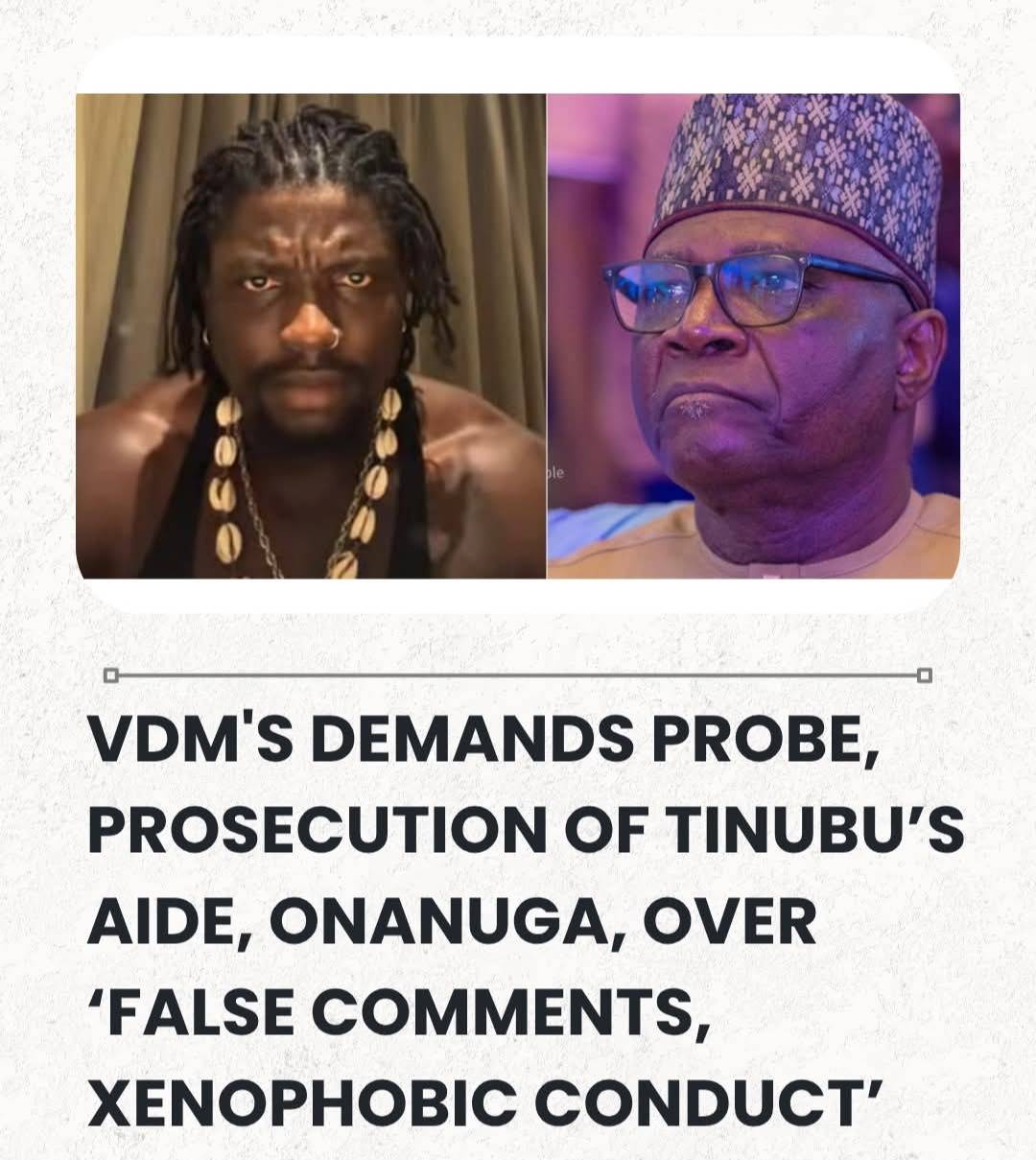 VeryDarkMan's Lawyer Demands Probe, Prosecution Of Tinubu’s Aide, Onanuga, Over ‘False Comments, Xen...