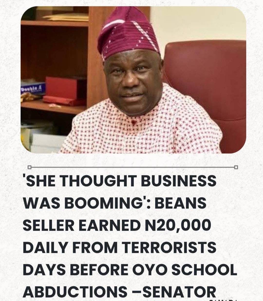'She Thought Business Was Booming': Beans Seller Earned N20,000 Daily From Terrorists Days Before Oy...