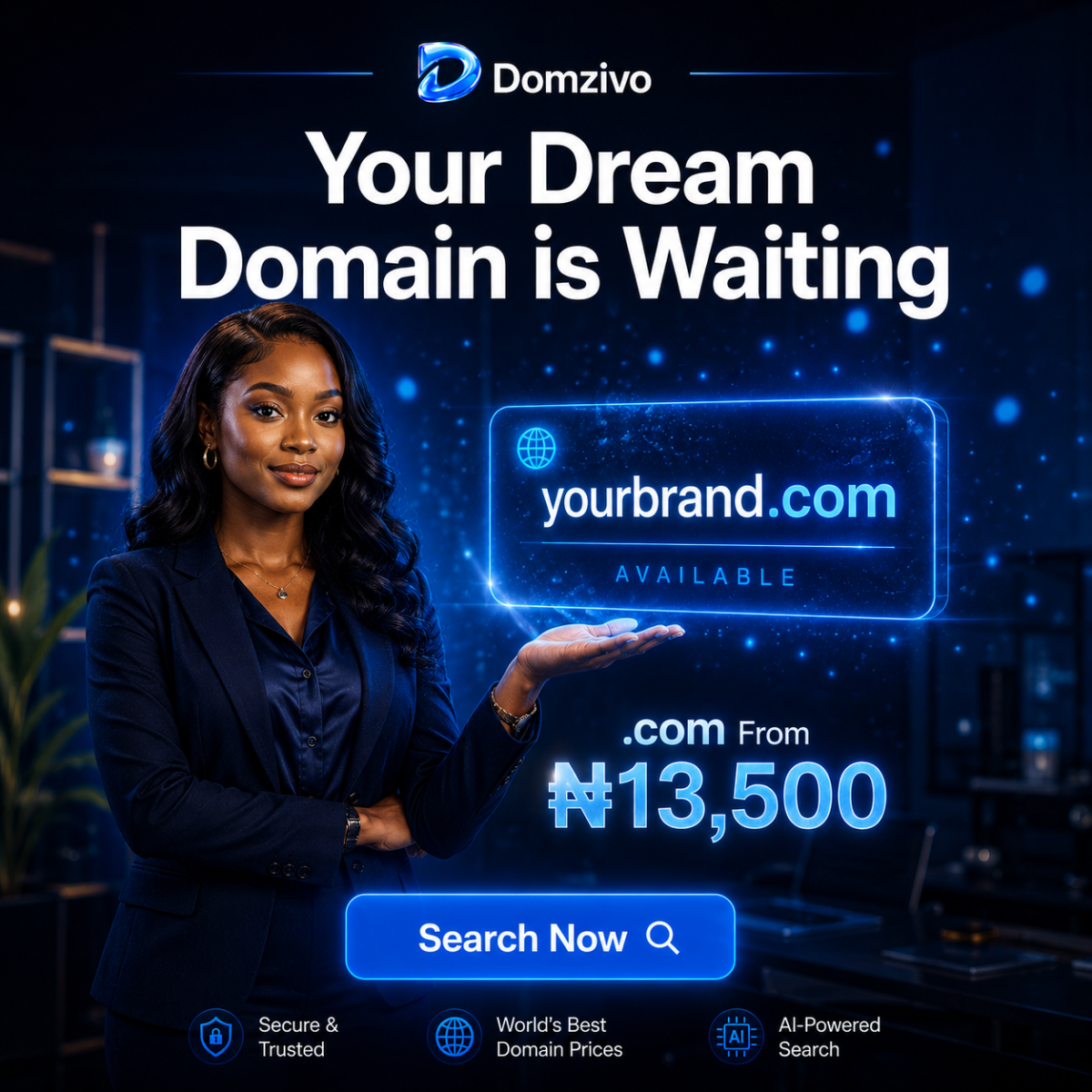 Get a domain, Build your brand, launch your business, and secure your perfect domain name with Domzi...