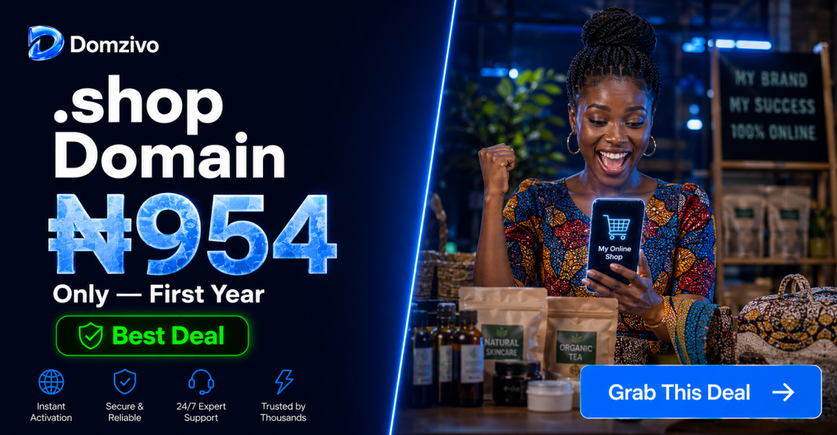 Get your .SHOP domain for just ₦954 first year only on Domzivo 🌐
Perfect for:🛍 Online Stores📦 Sma...