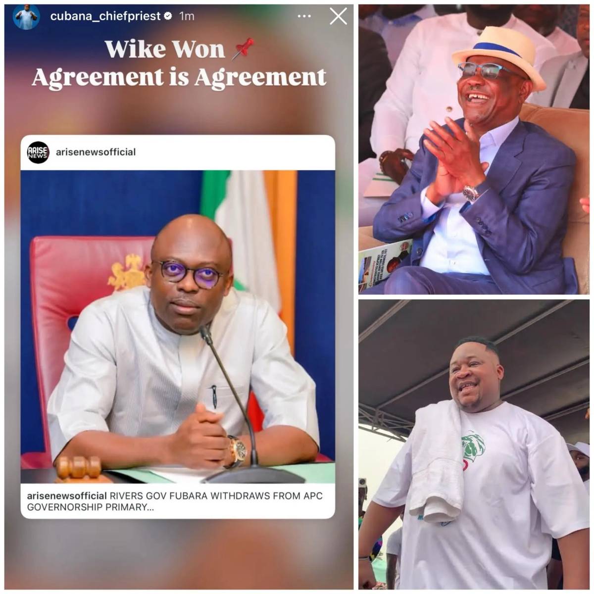 "Wike won, agreement is agreement"
-Cubana Chiefpriest, reacts to Rivers state gov, Sim Fubara, wit...