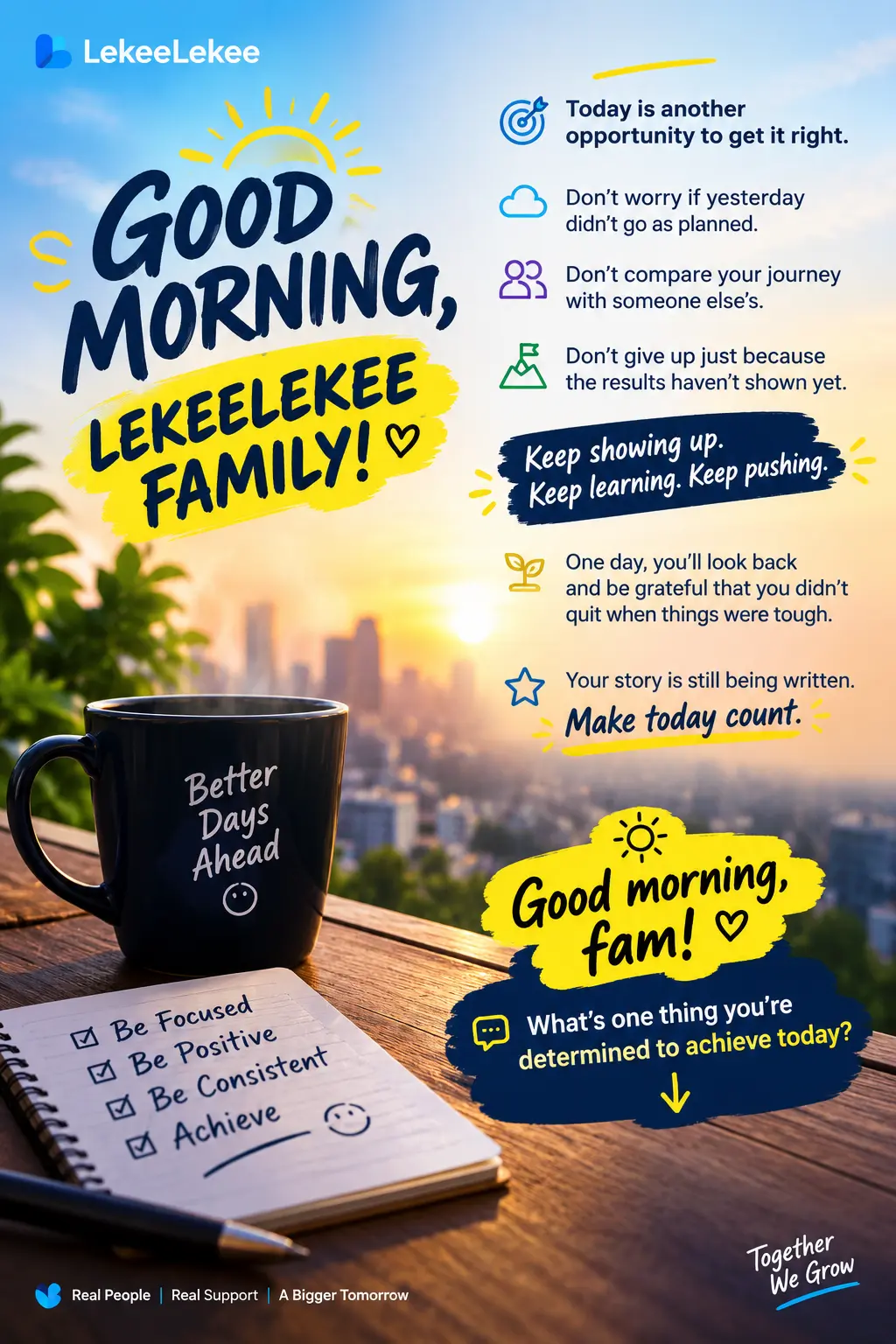 🌅 GOOD MORNING, LEKEELEKEE FAMILY! 💙

Today is another opportunity to get it right. 🙏🏽

Don’t wo...