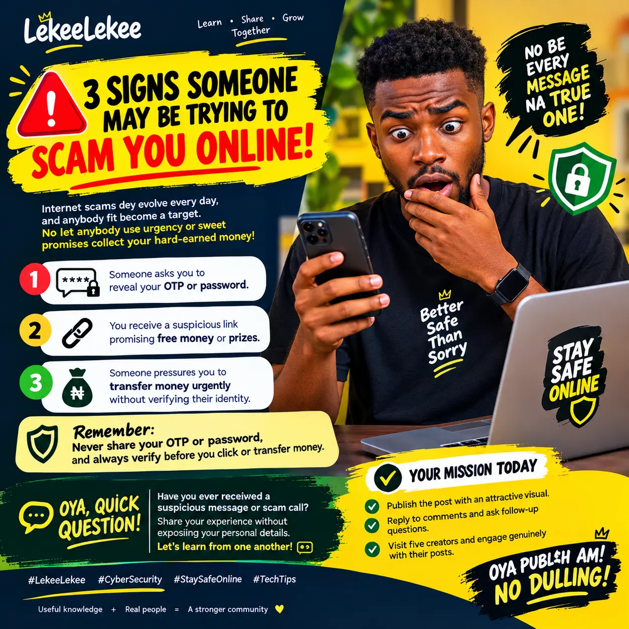 ๐จ๐ก๏ธ **MY PEOPLE, MAKE WE PROTECT OURSELVES ONLINE!**
Omo, internet scams dey evolve every day, and...