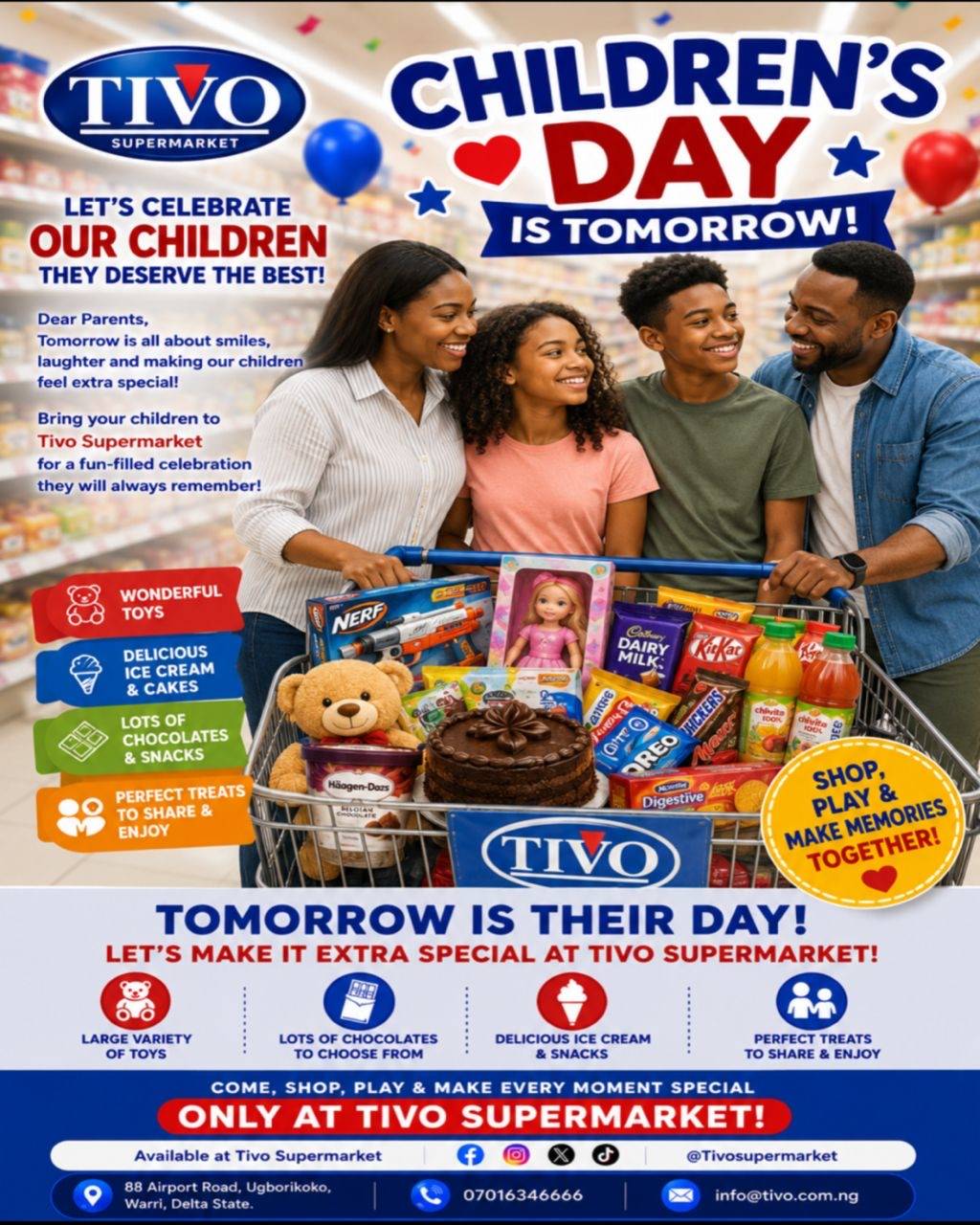 Celebrate your little stars this Children’s Day at TIVO Supermarket!.
From exciting toys and sweet t...