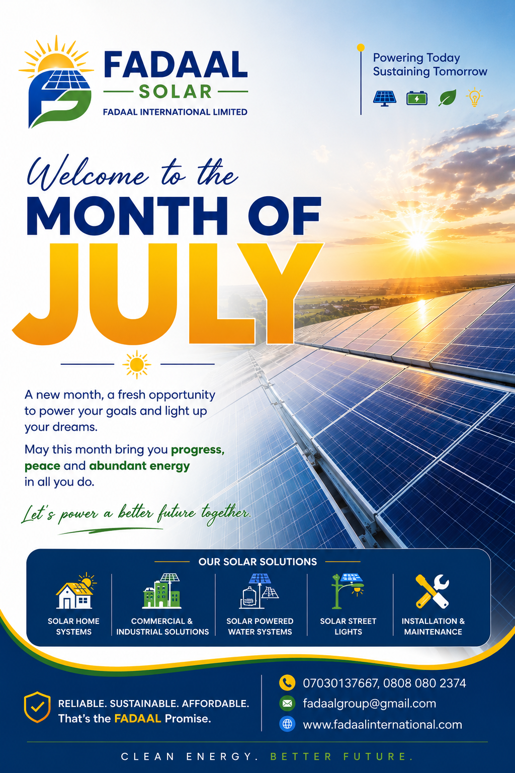 Welcome to the month of July from FADAAL Solar!
A new month brings new opportunities to grow, build...