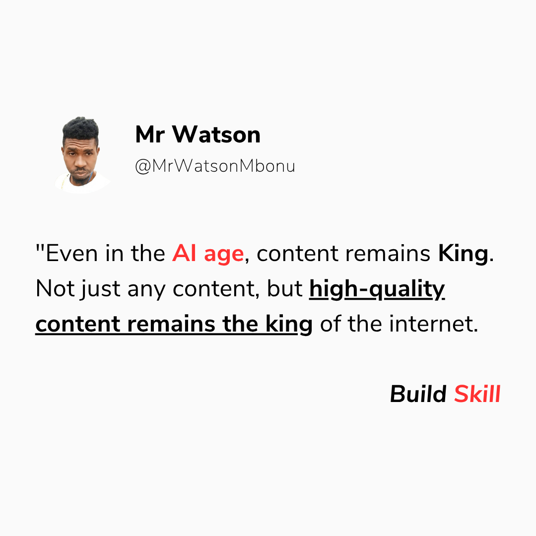 "Even in the AI age, content remains king. Not just any content, but high-quality content remains th...