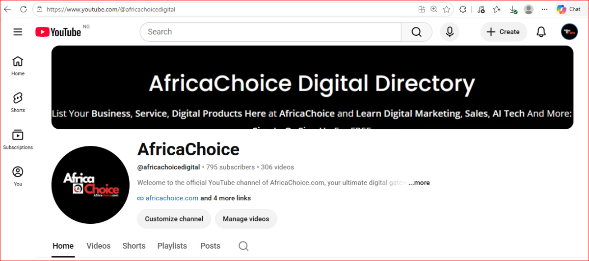 AfricaChoice Digital Directory & Marketplace - Official YouTube Channel
As a start-up, AfricaChoice...
