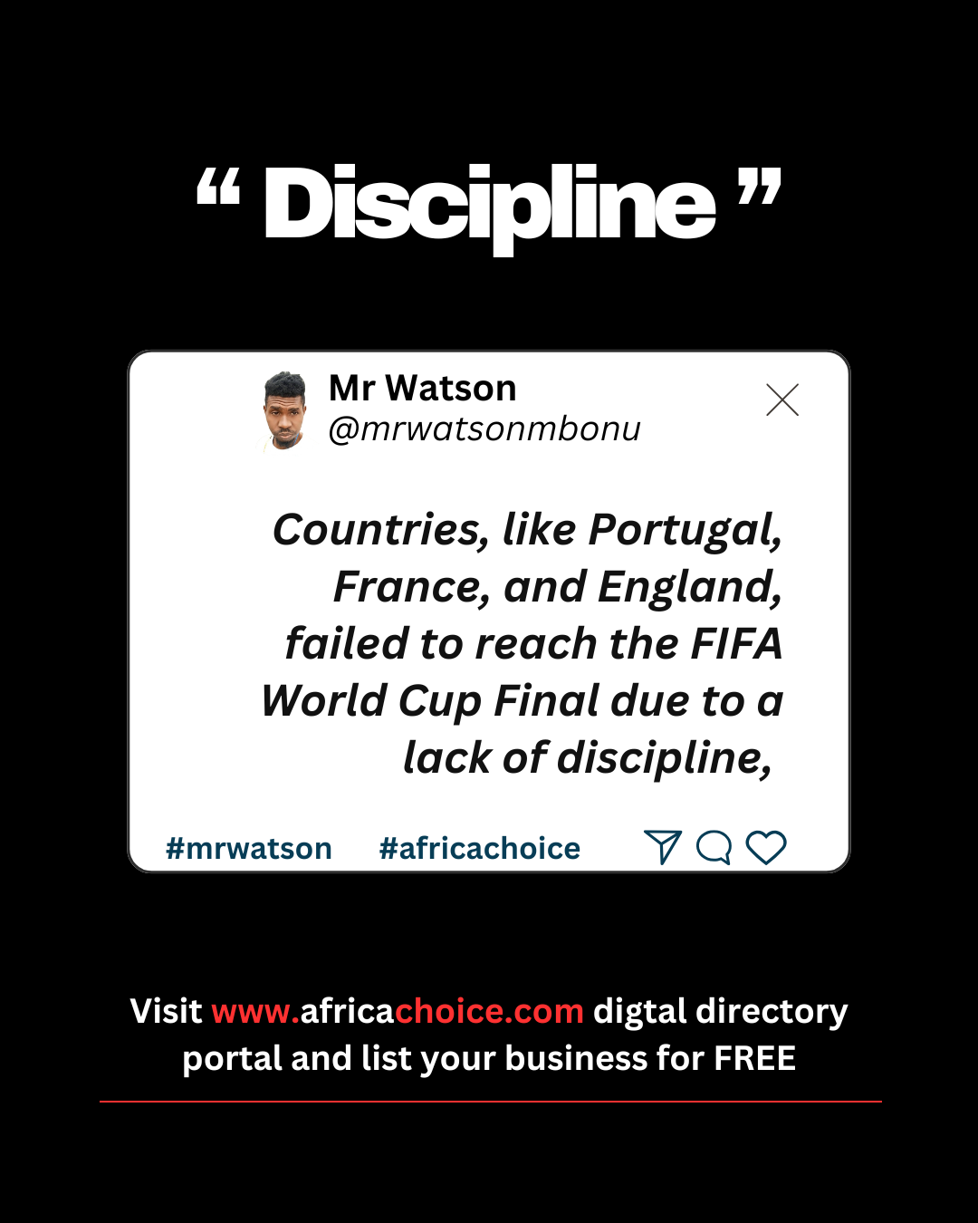 Discipline
Most top-rated countries, like Portugal, France, and England, failed to reach the FIFA W...